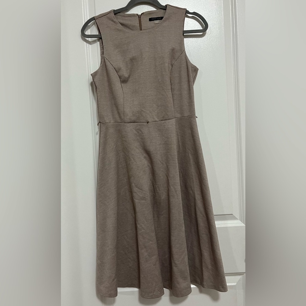 Tommy Hilfiger Herringbone Sleeveless A-Line Dress Size 4 Taupe